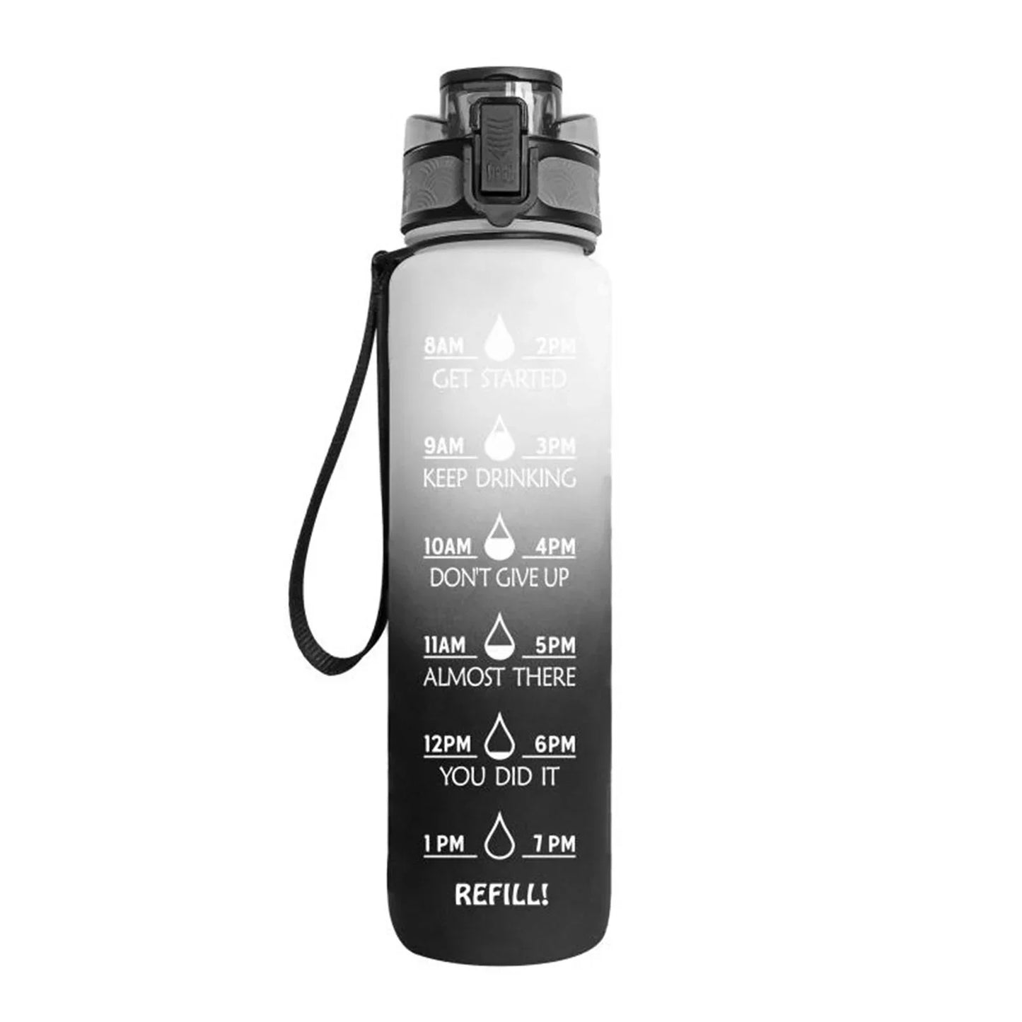 1L Sports Water Bottle Straw Cup 1 Litro with Time Maker Leak-Proof BPA Free Frosted Cup for Outdoor Sports Drinking Bottle