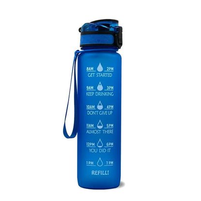1L Sports Water Bottle Straw Cup 1 Litro with Time Maker Leak-Proof BPA Free Frosted Cup for Outdoor Sports Drinking Bottle