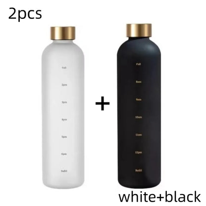 1 Liters Water Bottle Motivational Drinking Bottle Sports Water Bottles with Time Marker Stickers Portable Reusable Plastic Cups