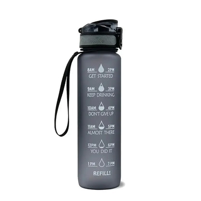 1L Sports Water Bottle Straw Cup 1 Litro with Time Maker Leak-Proof BPA Free Frosted Cup for Outdoor Sports Drinking Bottle