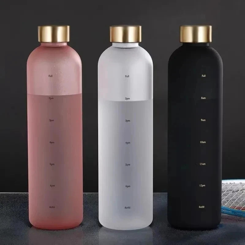 1 Liters Water Bottle Motivational Drinking Bottle Sports Water Bottles with Time Marker Stickers Portable Reusable Plastic Cups